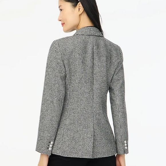 NWT J.Crew Women Sparkle Houndstooth One-Button Blazer Size 6 - Picture 2 of 5